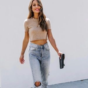 Vici Collection Éclair Cropped Short Sleeve Sweater Top